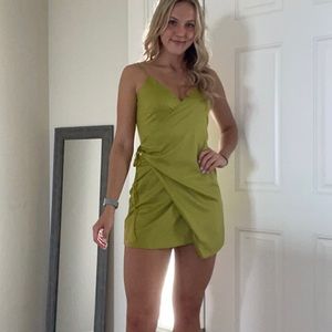 Green Lulus Wrap Mini Dress